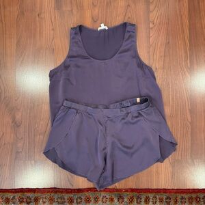 Lunya Dark Purple Silk Sleep Short Set size 2X